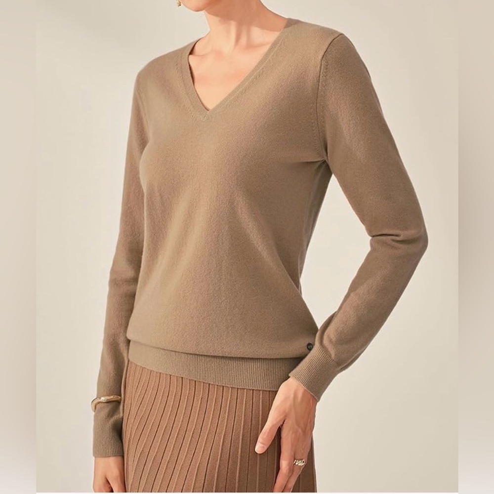 NWT V-Neck Tan Sweater